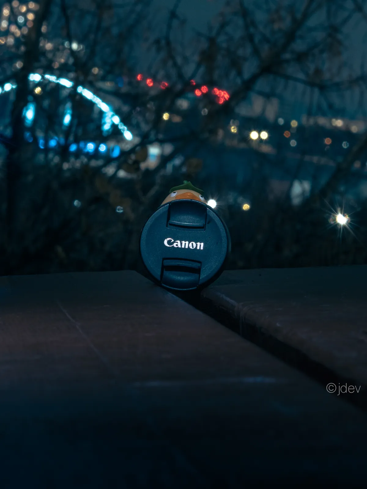 Night photography - Canon lens with city lights bokeh