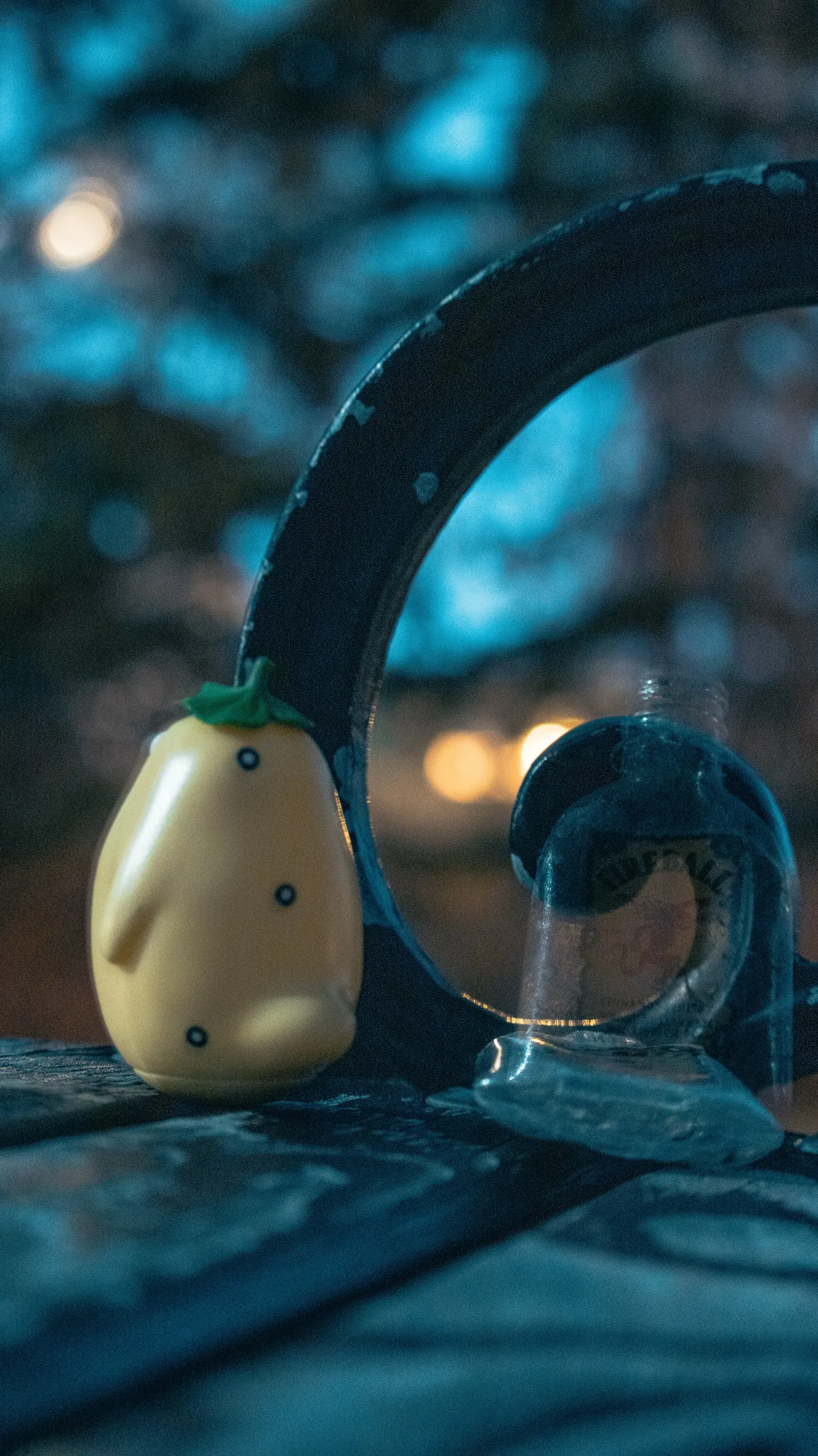 Night photography - Vintage toys with bokeh lights